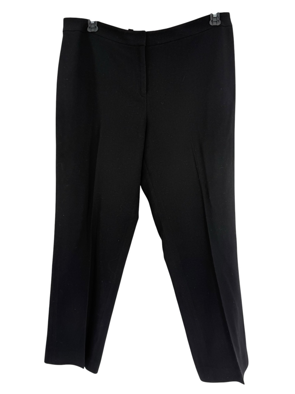 Lafayette 148 New York Size 16 Barrow Minimalist Straight Leg Pants Black Wool